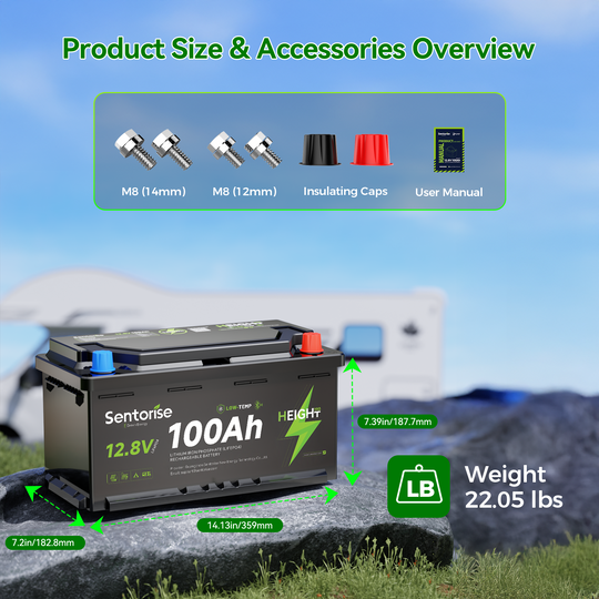 Sentorise 12V 100Ah LiFePO₄ Underfloor Battery | Deep Cycle, Bluetooth Smart BMS