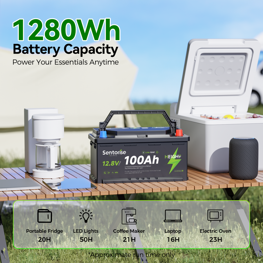 Sentorise 12V 100Ah LiFePO₄ Underfloor Battery | Deep Cycle, Bluetooth Smart BMS