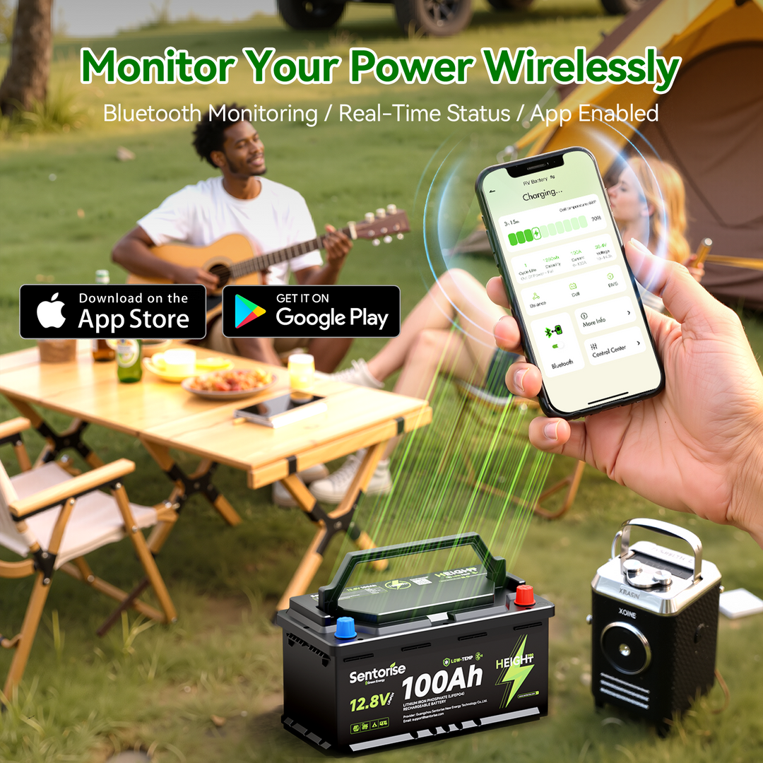 Sentorise 12V 100Ah LiFePO₄ Underfloor Battery | Deep Cycle, Bluetooth Smart BMS