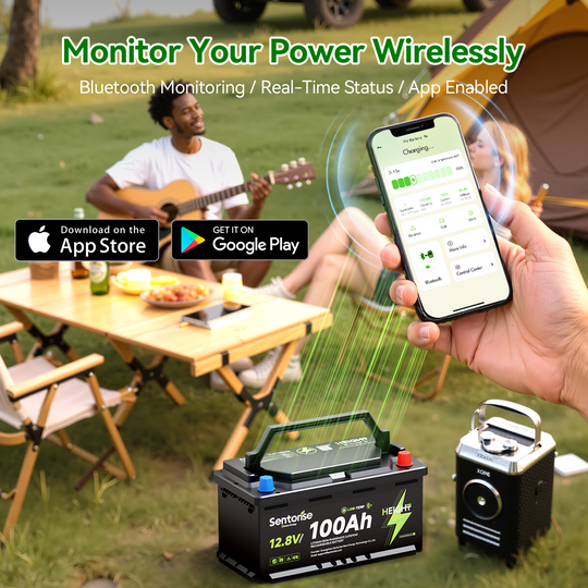 Sentorise 12V 100Ah LiFePO₄ Underfloor Battery | Deep Cycle, Bluetooth Smart BMS