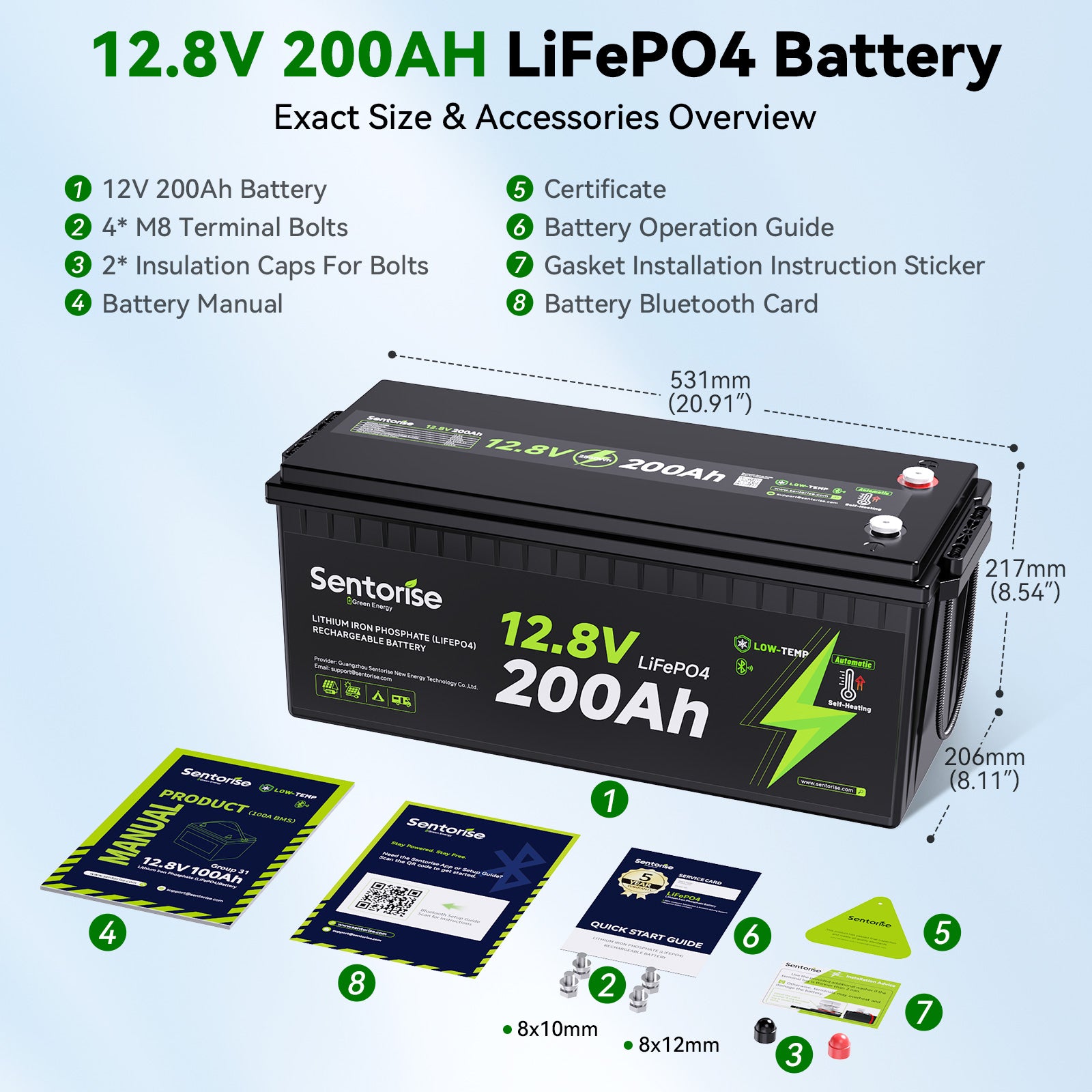 12V 200Ah LiFePO₄ Heated Battery - Extreme Cold Performance