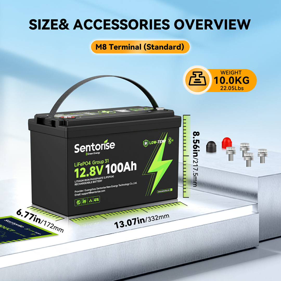 Sentorise 12V 100Ah LiFePO₄ Battery for Marine RVs solar systems home energy storage