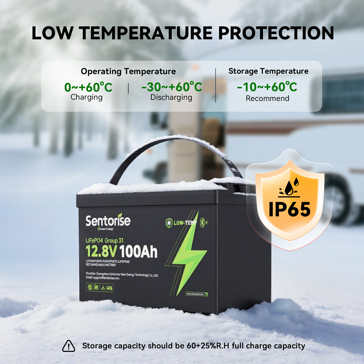 12V 100Ah Group 31 Bluetooth LiFePO4 Battery