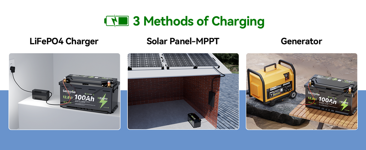 Sentorise 100Ah DIN battery charging methods